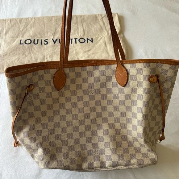 Louis Vuitton Neverfull Damier Azur Tote - Cream - Picture 2 of 4